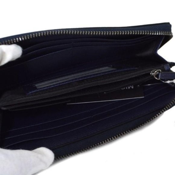MICHAEL KORS Men's Long Wallet Coated Leather Striped Zip 36T7LWRE3 NAVY - Picture 4 of 6